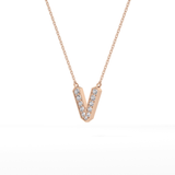 0.178 TCW Round Lab Grown Diamond V Initial Pendant Necklace