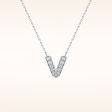 0.178 TCW Round Cut Moissanite V Initial Pendant Necklace