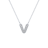 0.178 TCW Round Lab Grown Diamond V Initial Pendant Necklace
