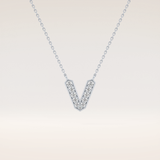 0.178 TCW Round Cut Moissanite V Initial Pendant Necklace