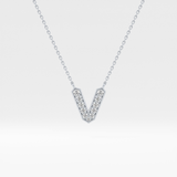 0.178 TCW Round Lab Grown Diamond V Initial Pendant Necklace