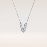 0.178 TCW Round Cut Moissanite V Initial Pendant Necklace