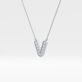 0.178 TCW Round Lab Grown Diamond V Initial Pendant Necklace