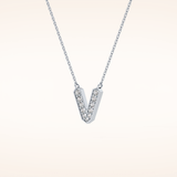 0.178 TCW Round Cut Moissanite V Initial Pendant Necklace