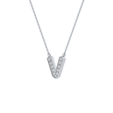 0.178 TCW Round Lab Grown Diamond V Initial Pendant Necklace