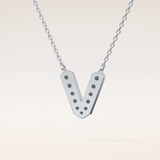 0.178 TCW Round Cut Moissanite V Initial Pendant Necklace