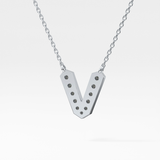 0.178 TCW Round Lab Grown Diamond V Initial Pendant Necklace