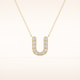 0.26 TCW Round Cut Moissanite U Initial Pendant Necklace