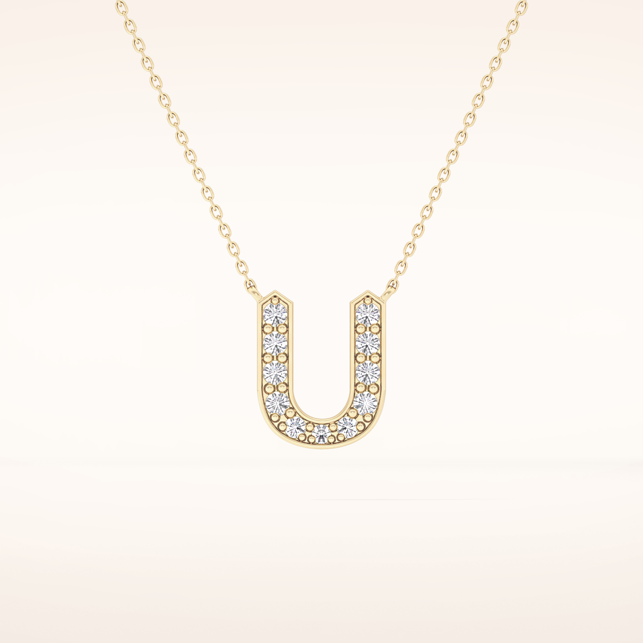 0.26 TCW Round Cut Moissanite U Initial Pendant Necklace