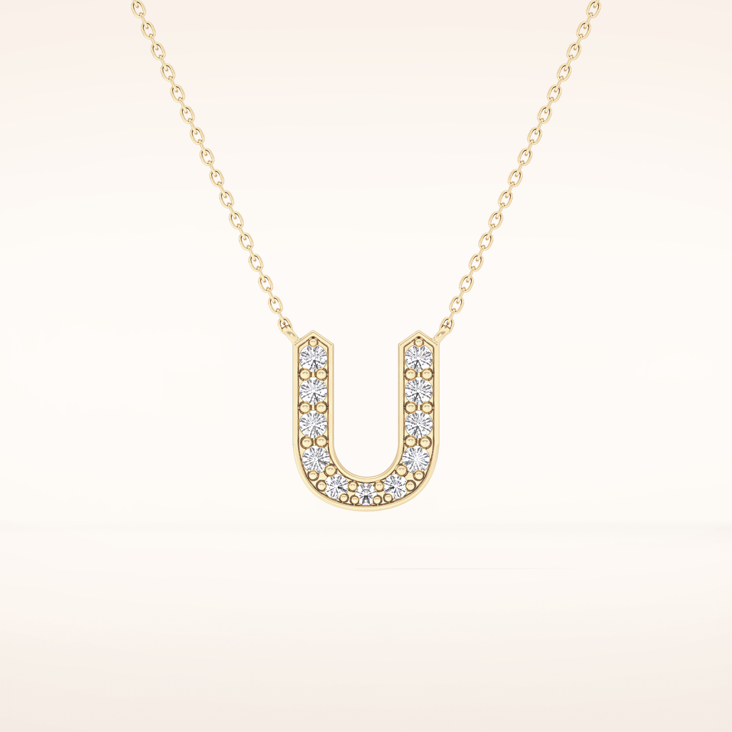 0.26 TCW Round Cut Moissanite U Initial Pendant Necklace