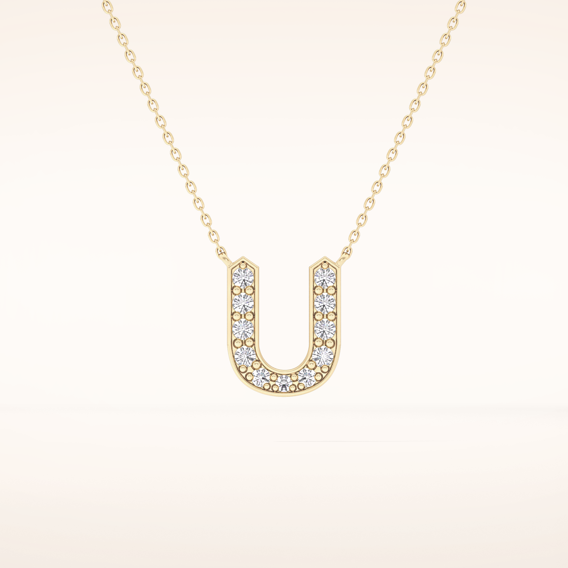 0.26 TCW Round Cut Moissanite U Initial Pendant Necklace