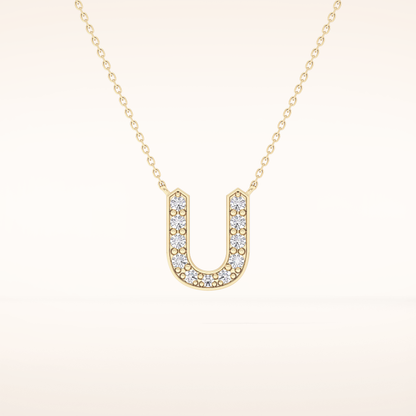 0.26 TCW Round Cut Moissanite U Initial Pendant Necklace