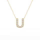 0.26 TCW Round Lab Grown Diamond U Initial Pendant Necklace