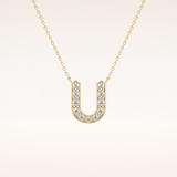 0.26 TCW Round Cut Moissanite U Initial Pendant Necklace