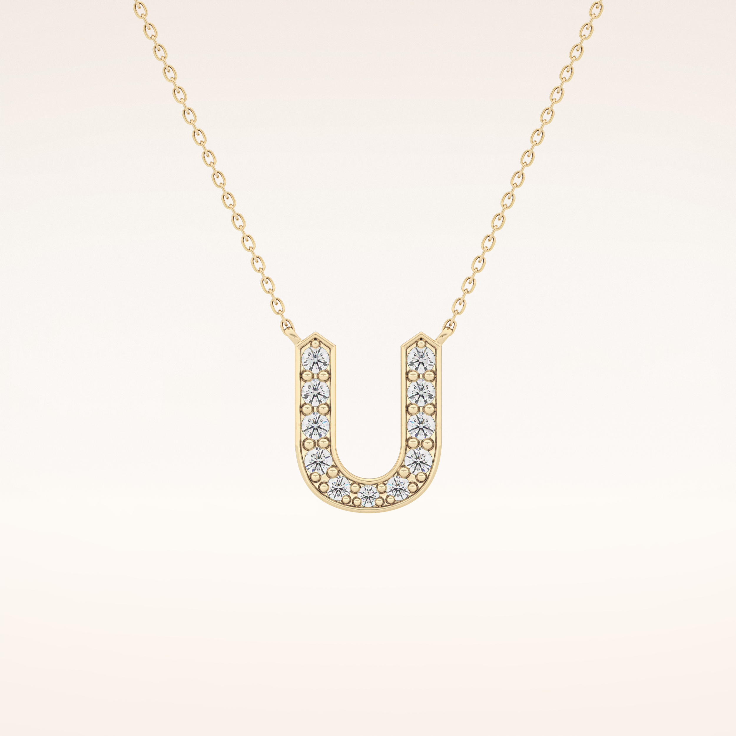 0.26 TCW Round Cut Moissanite U Initial Pendant Necklace