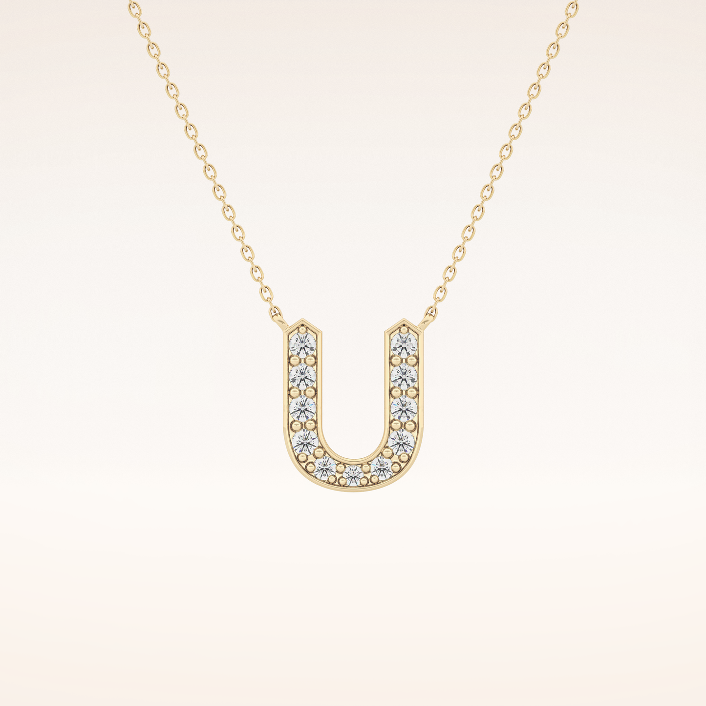 0.26 TCW Round Cut Moissanite U Initial Pendant Necklace