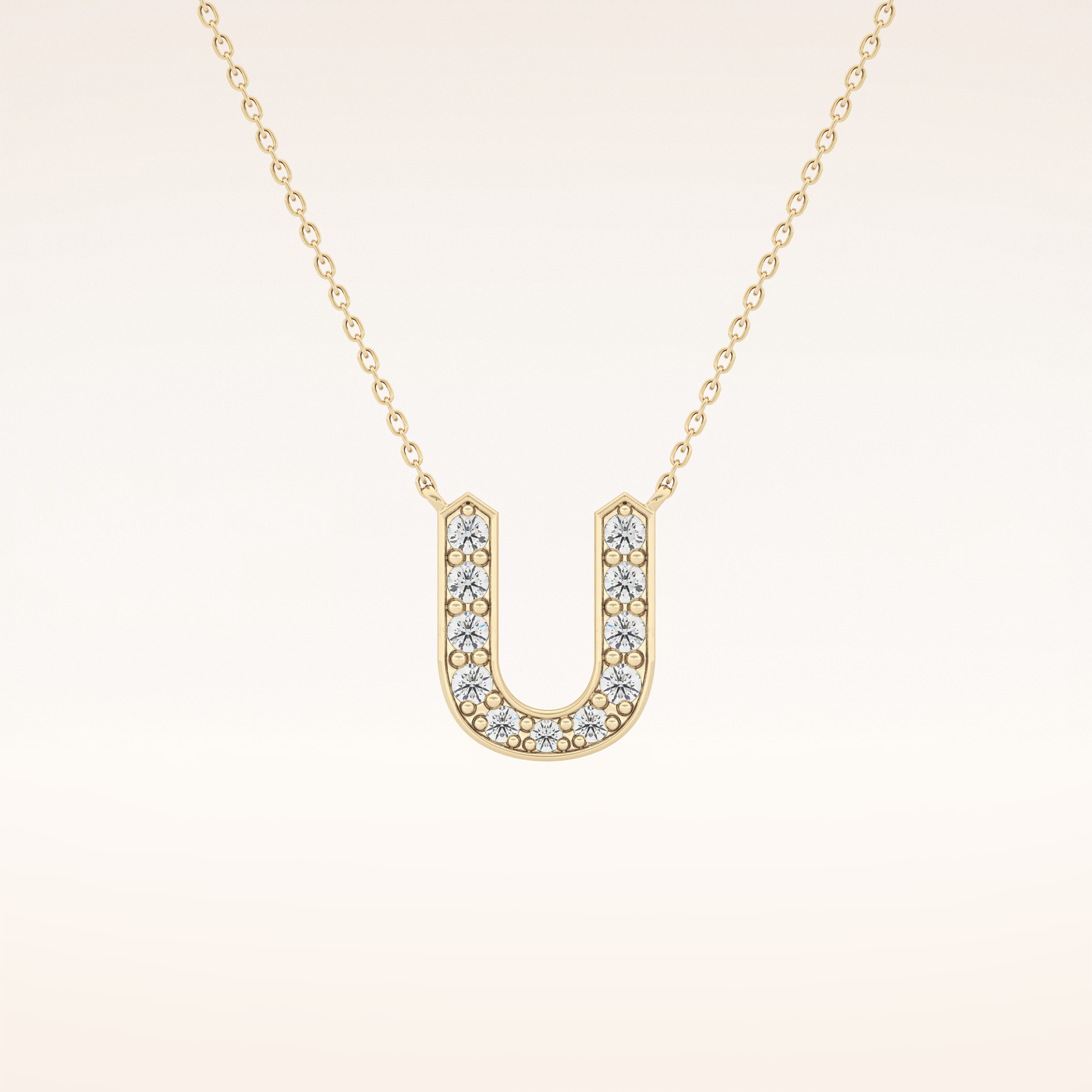 0.26 TCW Round Cut Moissanite U Initial Pendant Necklace