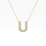 0.26 TCW Round Lab Grown Diamond U Initial Pendant Necklace