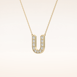 0.26 TCW Round Cut Moissanite U Initial Pendant Necklace