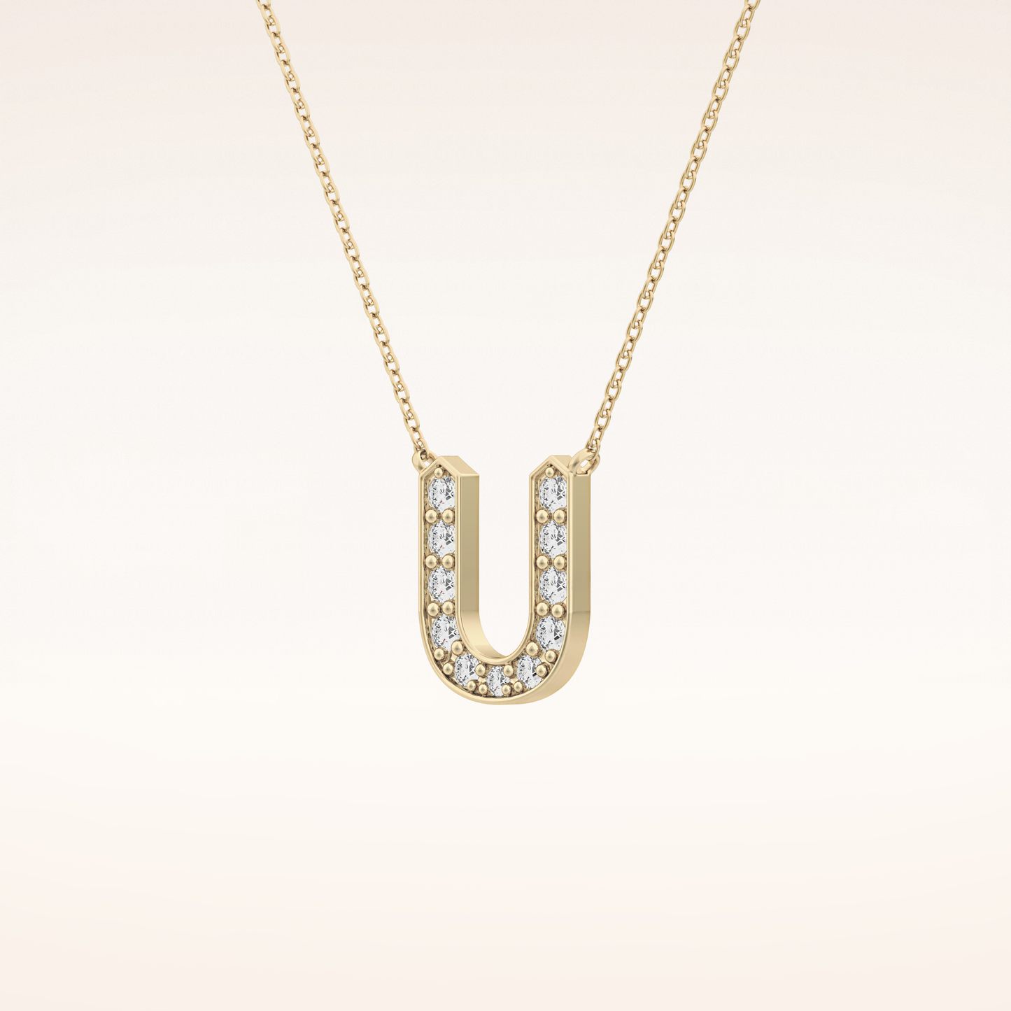 0.26 TCW Round Cut Moissanite U Initial Pendant Necklace