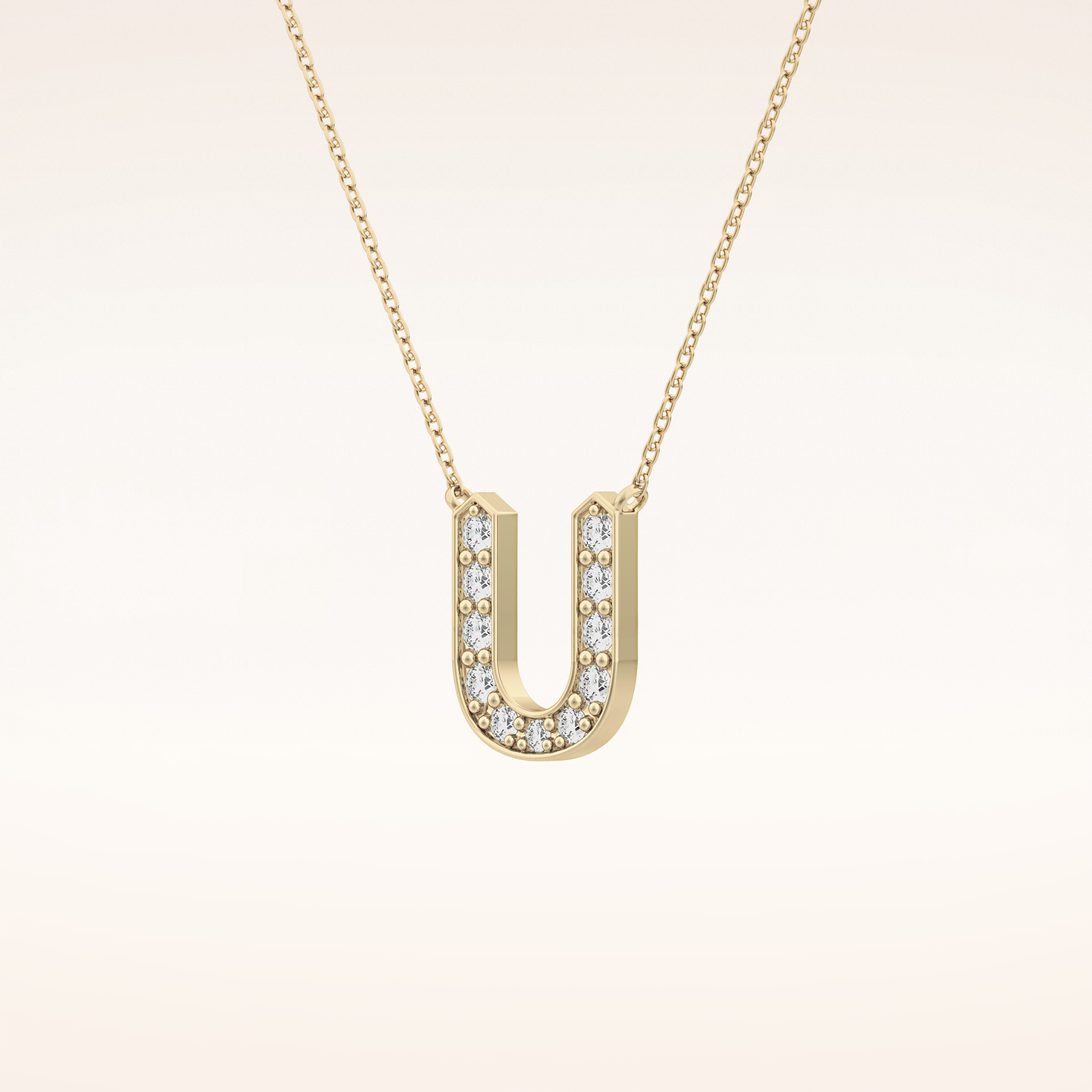 0.26 TCW Round Cut Moissanite U Initial Pendant Necklace