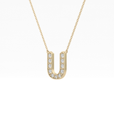 0.26 TCW Round Lab Grown Diamond U Initial Pendant Necklace