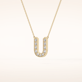 0.26 TCW Round Cut Moissanite U Initial Pendant Necklace