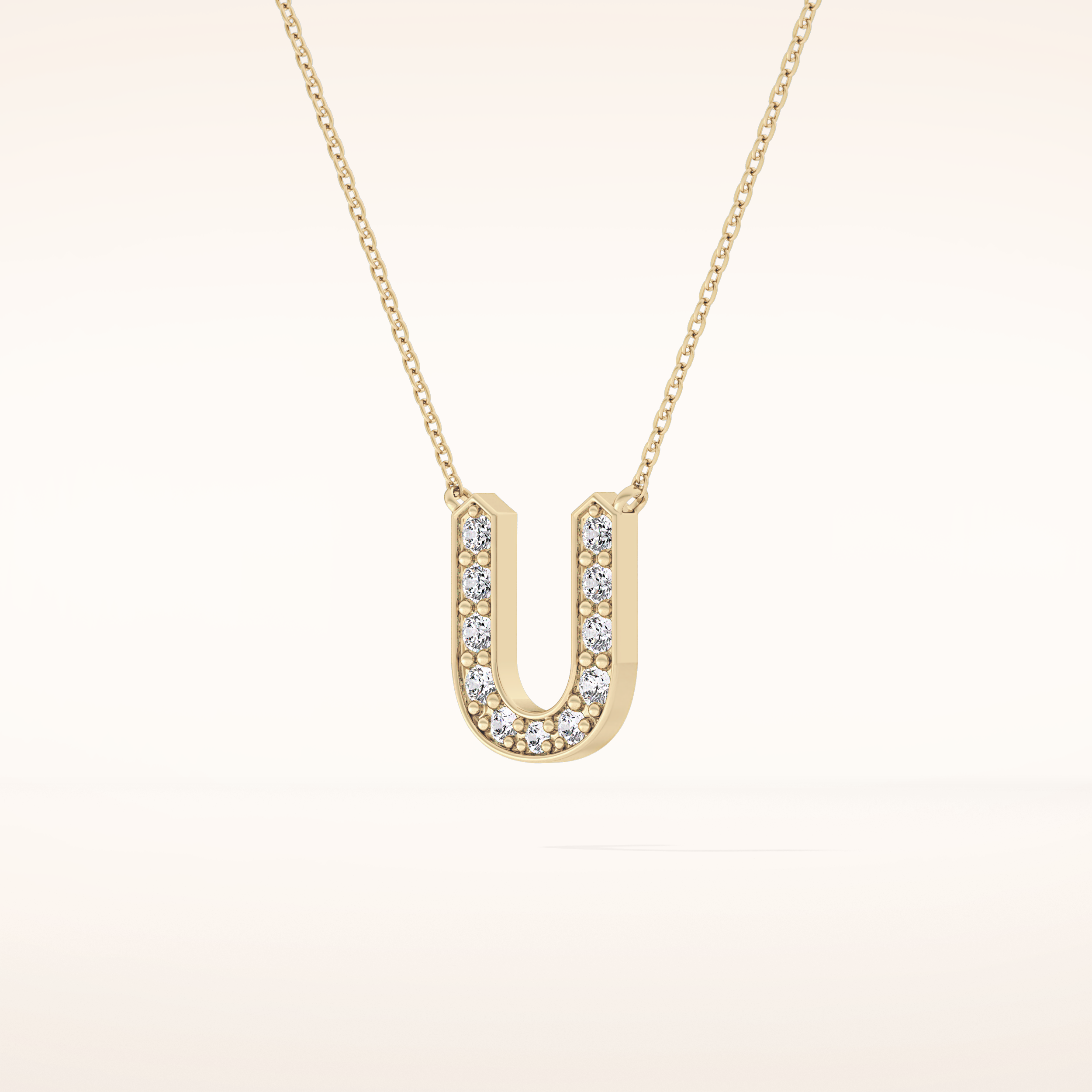 0.26 TCW Round Cut Moissanite U Initial Pendant Necklace