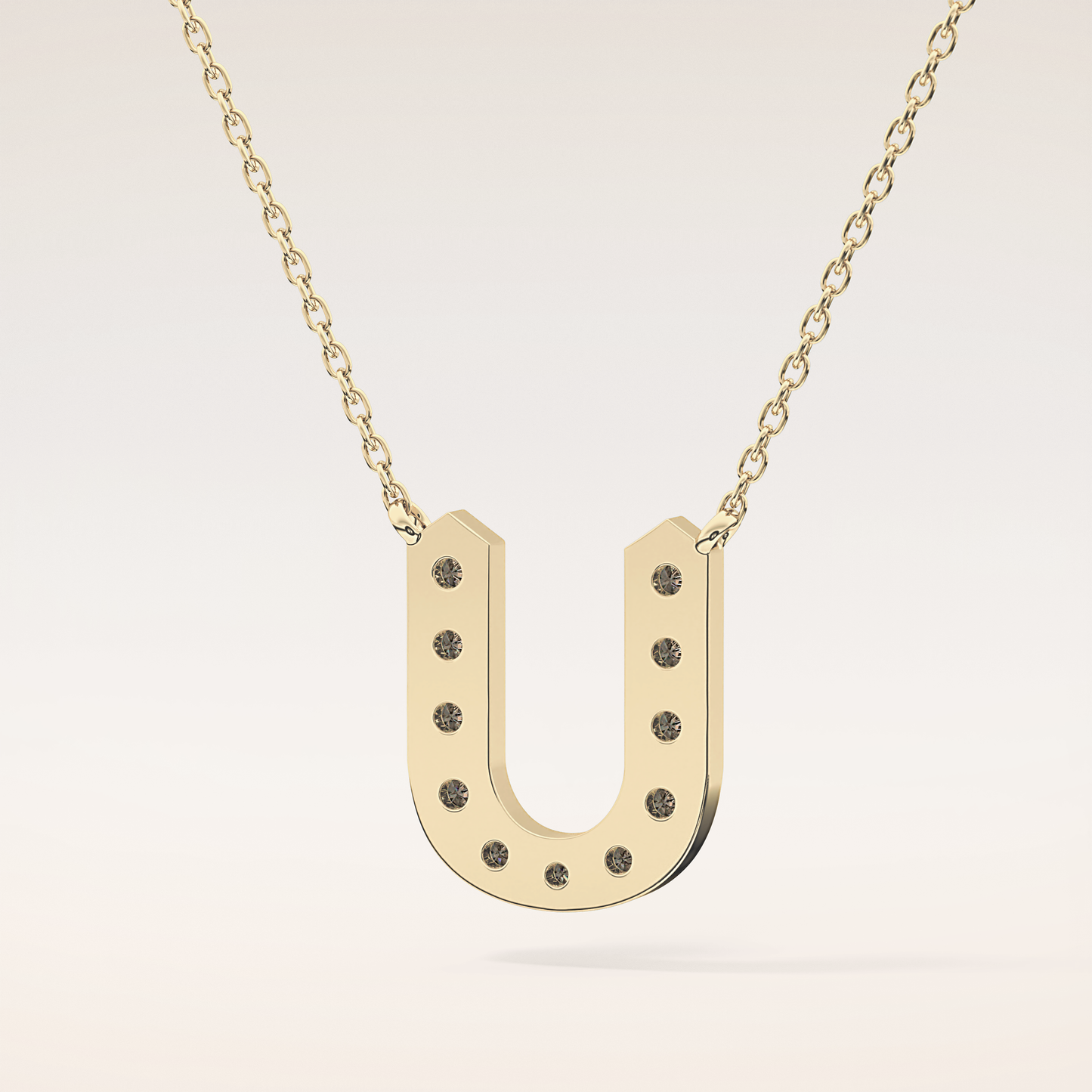 0.26 TCW Round Cut Moissanite U Initial Pendant Necklace