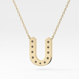 0.26 TCW Round Lab Grown Diamond U Initial Pendant Necklace