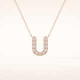 0.26 TCW Round Cut Moissanite U Initial Pendant Necklace