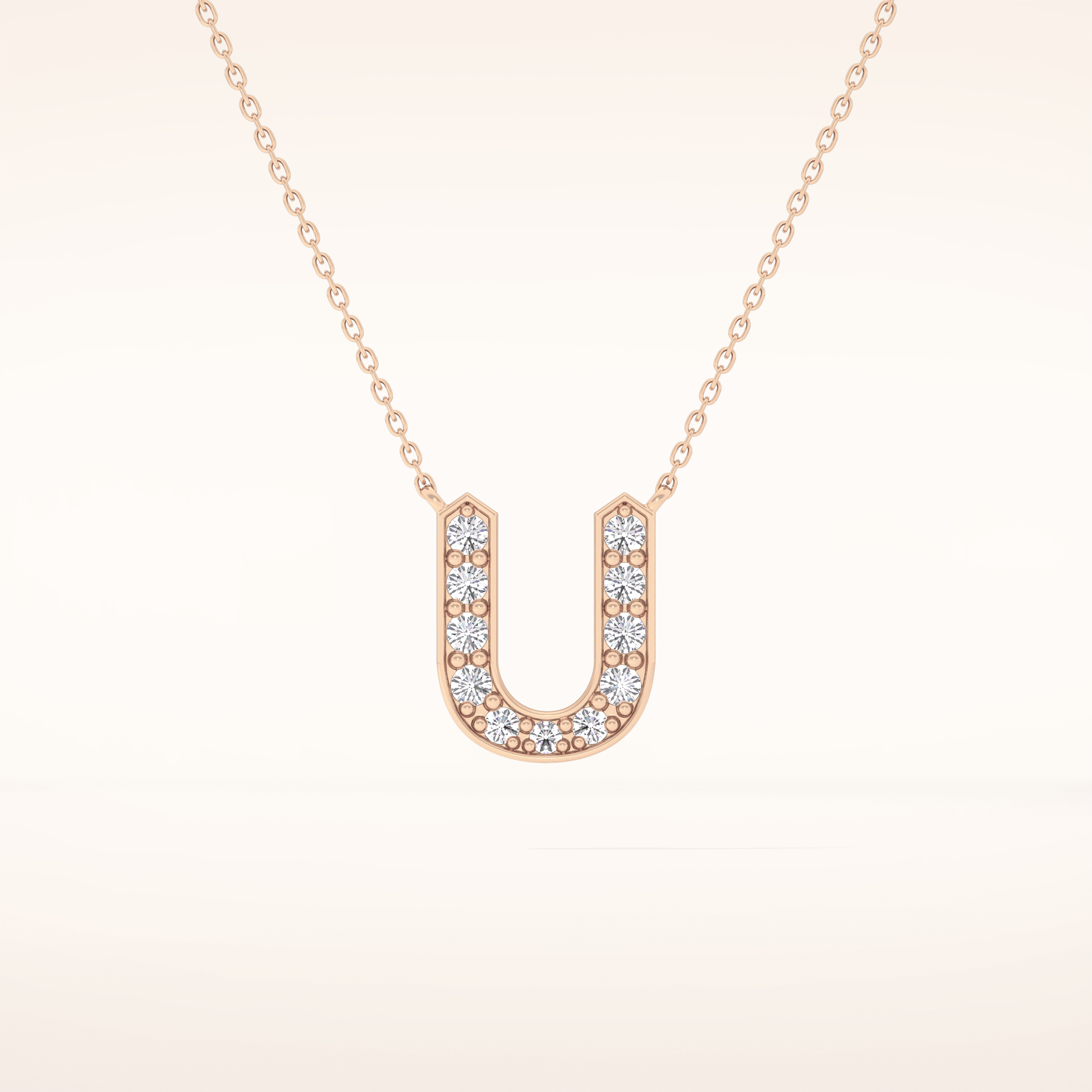 0.26 TCW Round Cut Moissanite U Initial Pendant Necklace