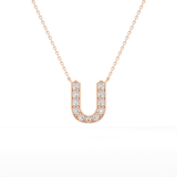 0.26 TCW Round Lab Grown Diamond U Initial Pendant Necklace