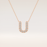 0.26 TCW Round Cut Moissanite U Initial Pendant Necklace