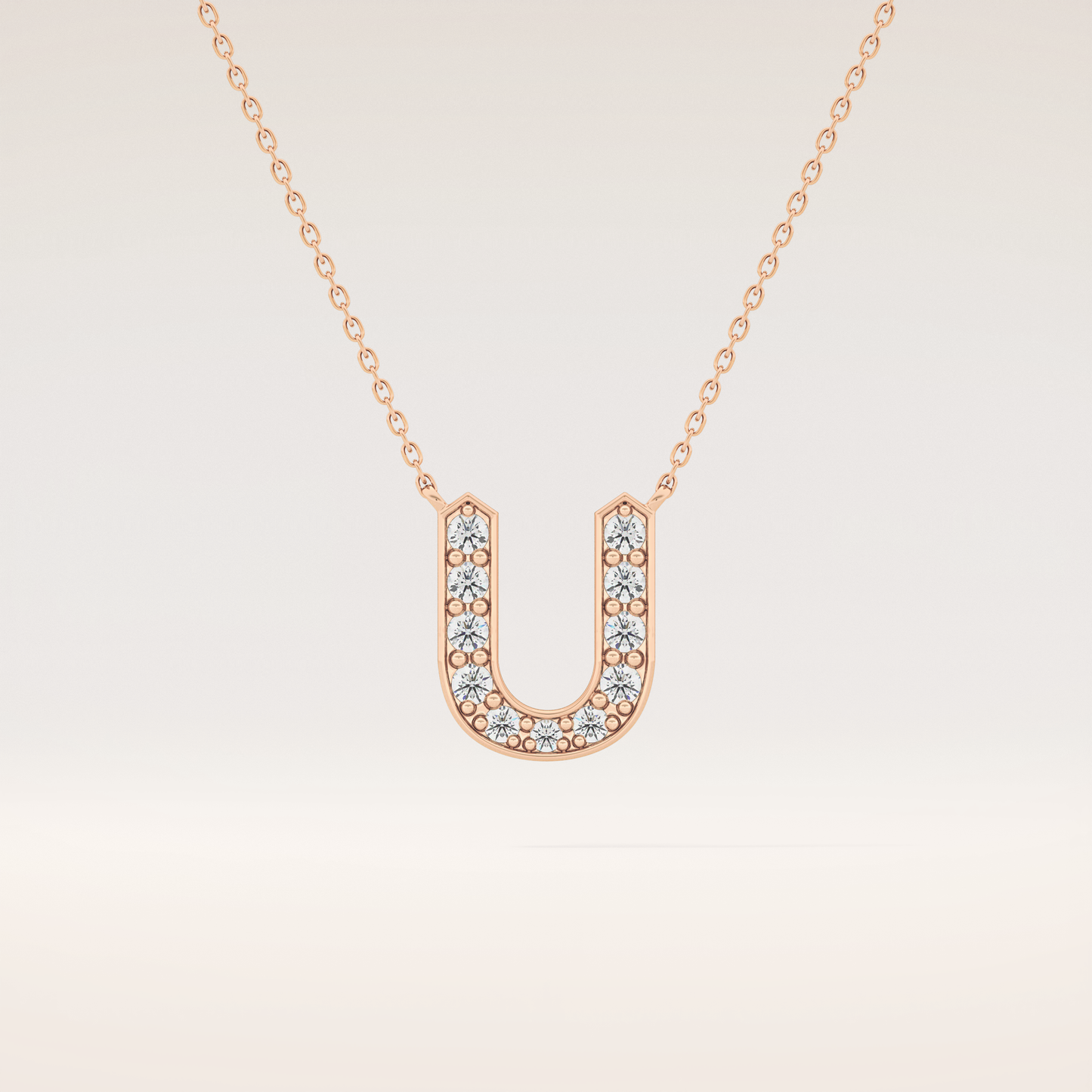 0.26 TCW Round Cut Moissanite U Initial Pendant Necklace