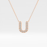 0.26 TCW Round Lab Grown Diamond U Initial Pendant Necklace