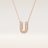 0.26 TCW Round Cut Moissanite U Initial Pendant Necklace
