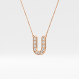 0.26 TCW Round Lab Grown Diamond U Initial Pendant Necklace