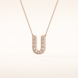 0.26 TCW Round Cut Moissanite U Initial Pendant Necklace