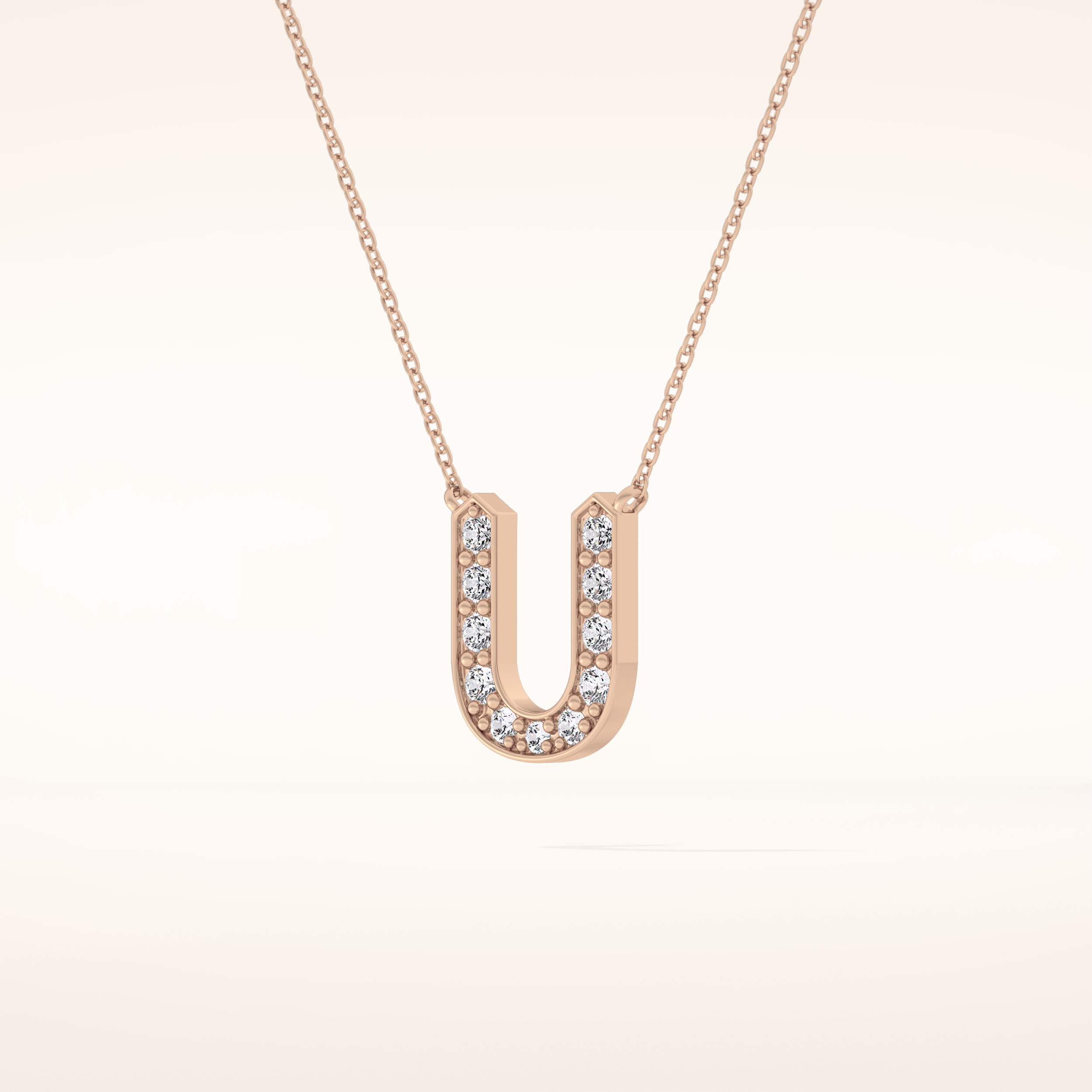 0.26 TCW Round Cut Moissanite U Initial Pendant Necklace