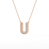 0.26 TCW Round Lab Grown Diamond U Initial Pendant Necklace