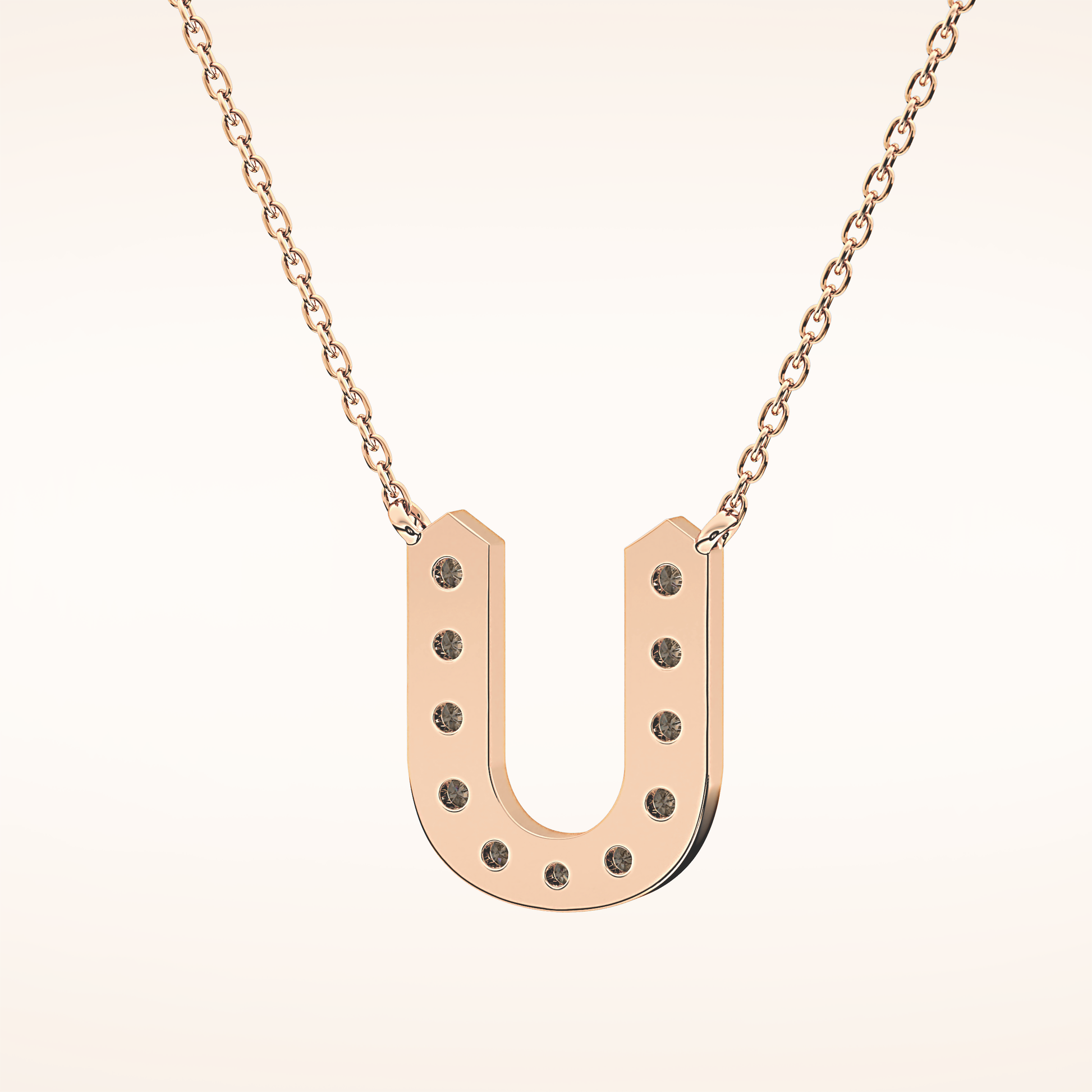 0.26 TCW Round Cut Moissanite U Initial Pendant Necklace