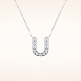 0.26 TCW Round Cut Moissanite U Initial Pendant Necklace