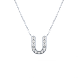 0.26 TCW Round Lab Grown Diamond U Initial Pendant Necklace
