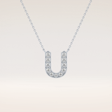 0.26 TCW Round Cut Moissanite U Initial Pendant Necklace