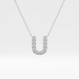 0.26 TCW Round Lab Grown Diamond U Initial Pendant Necklace