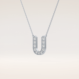 0.26 TCW Round Cut Moissanite U Initial Pendant Necklace