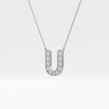 0.26 TCW Round Lab Grown Diamond U Initial Pendant Necklace