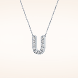 0.26 TCW Round Cut Moissanite U Initial Pendant Necklace