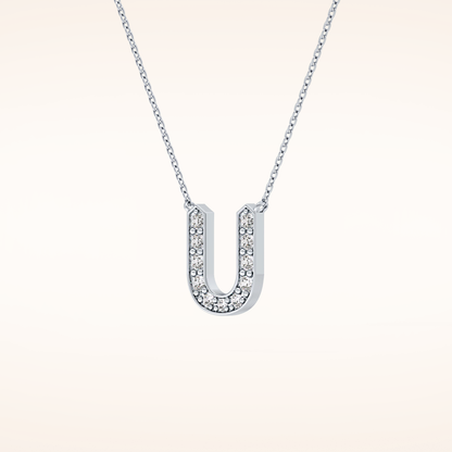 0.26 TCW Round Cut Moissanite U Initial Pendant Necklace